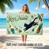Cat Theme Soft Beach Towel Personalized Custom Name Text Towel Portable for Beach Pool Travel