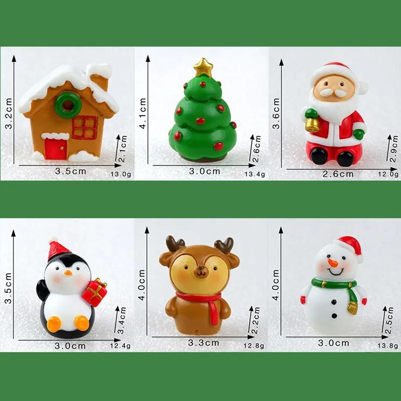 Cute Resin Christmas Ornaments Mini Santa Claus Snowman Elk Micro Landscape Xmas Home Office Miniature Desktop Decoration Supply