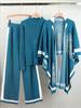 Women's Autumn Casual Three-Piece Set: Knitted Cardigan, Shawl Cape, Wide-Leg Pants