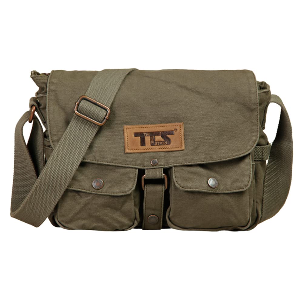 

SKYBOW Canvas Shoulder Messenger Large A4 Canvas Military Retro Shoulder Suitable for Road Bikes and Unisex Bag, Men s Bag, Capacity, Size, Style, зелений
