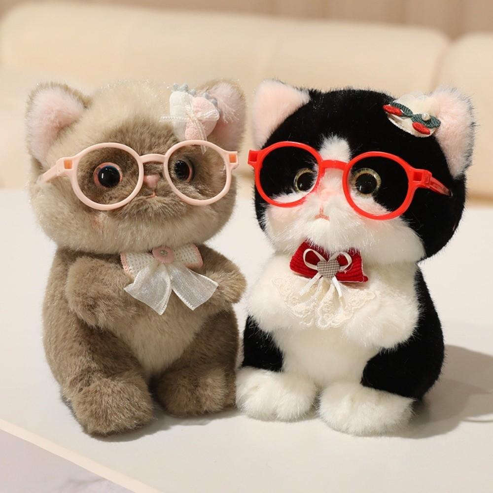 Fluffy Cute Cat Keychain Small Kawaii Glasses Key Ring Comfort Stuffed Animal  Wallet Charms