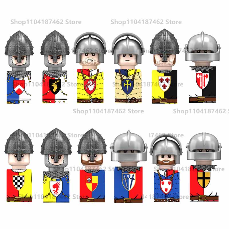 Medieval Military Castle Knight Army Set Building Blocks Green Dragon Wolf Warrior The War of Roses War-horse Weapons Brick Toys