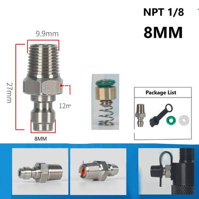 Βαλβίδα Αρσενική από Ανοξείδωτο Ατσάλι 8mm Ταχείας Σύνδεσης για Ακροφύσιο Γεμίσματος Λάστιχου Αέρα