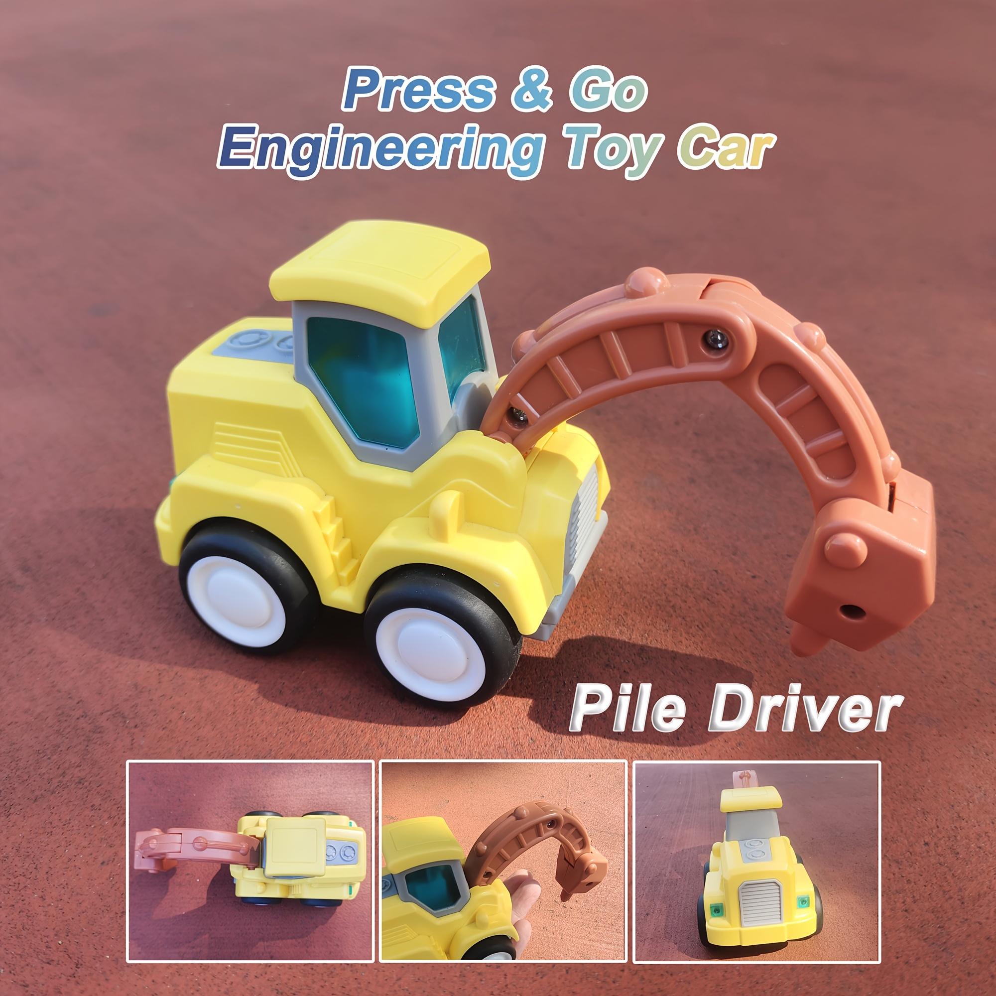 

Colorful Toy Trucks for Kids, Including an Excavator, Road Roller, Bulldozer, And Pile Driver, Perfect As Christmas Or New Year Gifts for Boys. Pile DrivingPress&Go Toy Type