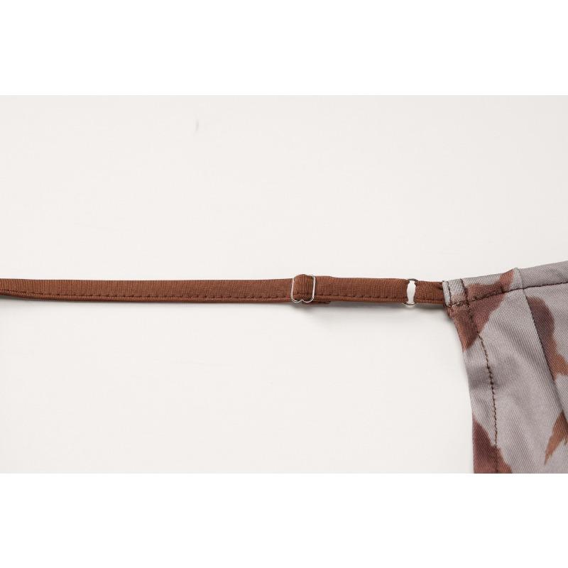 Leopard Print Halter Long Sleeve Dress Spring Women's Sexy Spice Short Dress