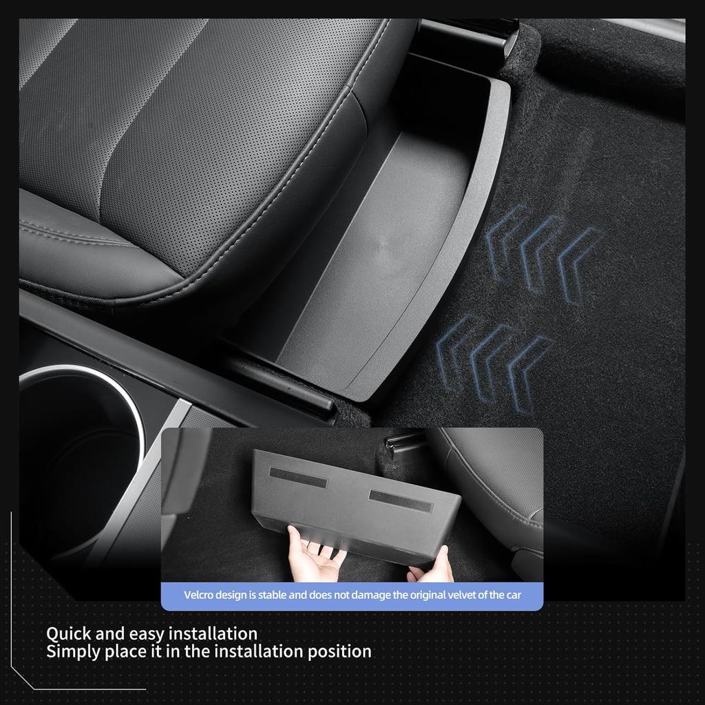 AABLT1 for Tesla Model Y Juniper 2025 2026 Underseat Storage Box Organizer Front Under Seat Organizer Waterproof Bin Travel Car Decor