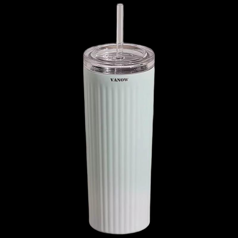 Vanow 650ml Gradient Mint Green Ceramic Insulated Straw Tumbler
