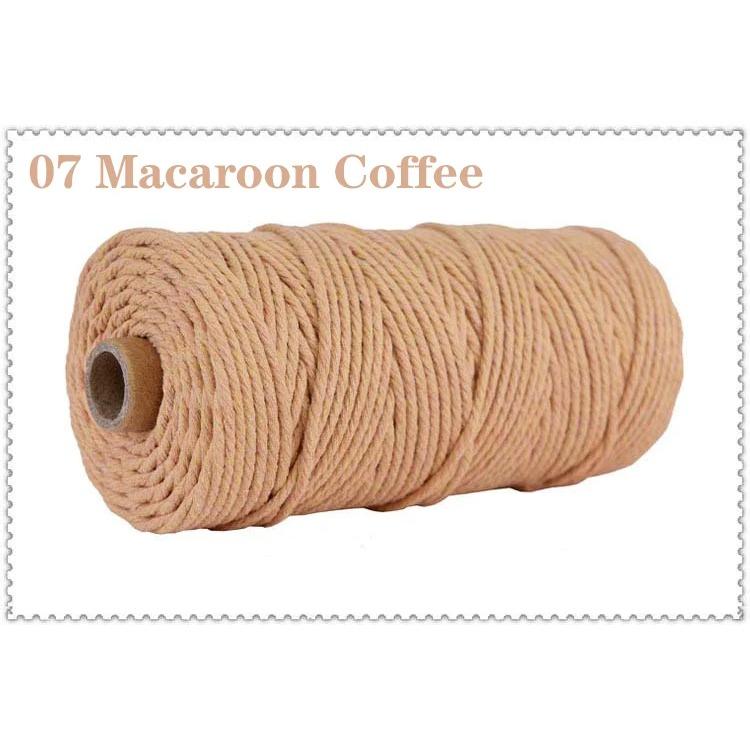 3mm 100% Cotton Cord Colorful Handmade Rope Twisted Macrame String DIY Home Wedding Decoration Supply Film Packaging 100m