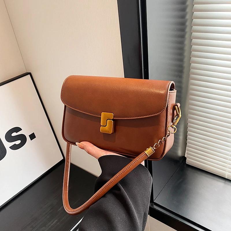 Soft Zipper Shoulder Bag for Women Interior Slot Pocket Pocket with Flap Hasp High Quality Fashionable
