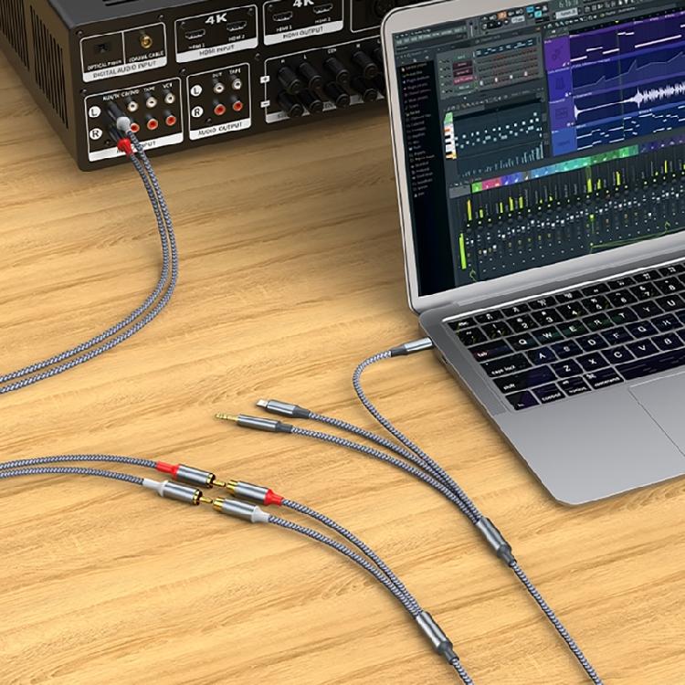 Auditory Connector 3.5mm, USB TypeC To 2RCA Cable for Seamlessly Auditory Device Integration Connection Cable