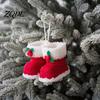 Holiday Stocking Gift Tag Soft Plush Christmas Boot Ornament, Decorative Knitted Tree Hanging Ornament Pendant for Xmas Tree, Party Decor Kids Sock