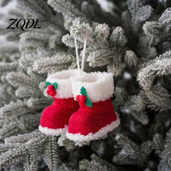Holiday Stocking Gift Tag Soft Plush Christmas Boot Ornament, Decorative Knitted Tree Hanging Ornament Pendant for Xmas Tree, Party Decor Kids Sock