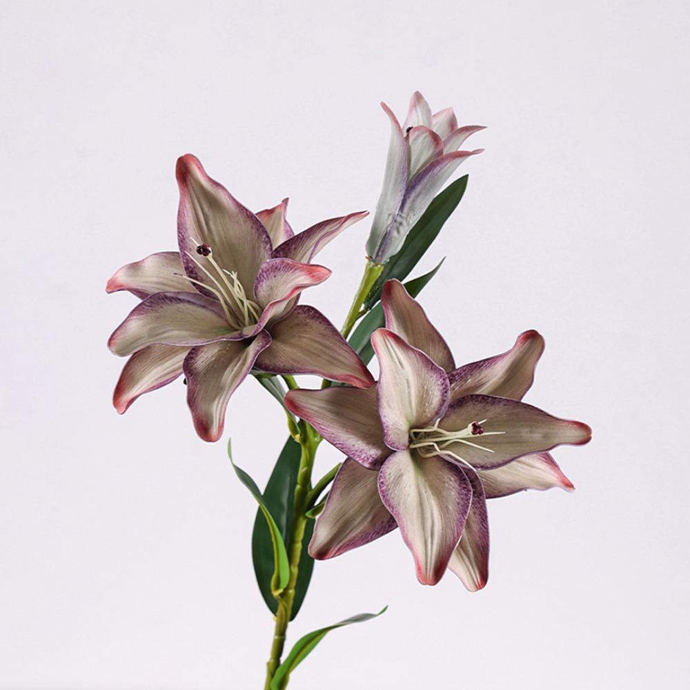 Multicolor Lily Artifiical Flowers Double Layers Simulation Flowers  Home Decoration