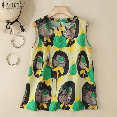 Women Casual Round Neck Sleeveless Summer Print Tank Tops