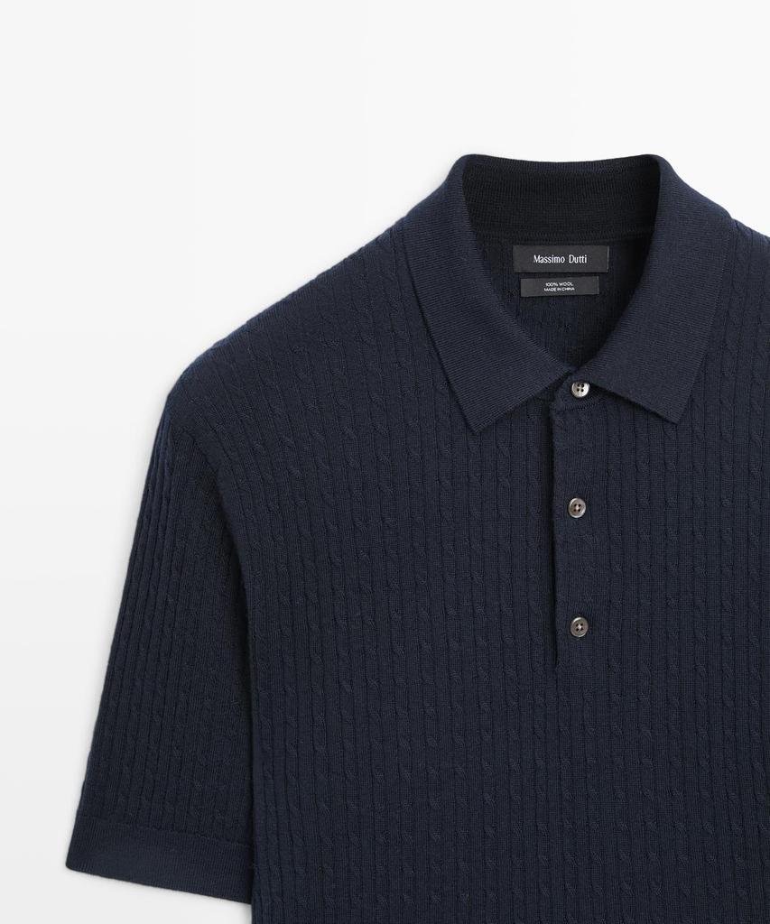 Masimodutti Merino Wool Knit Polo Sweater