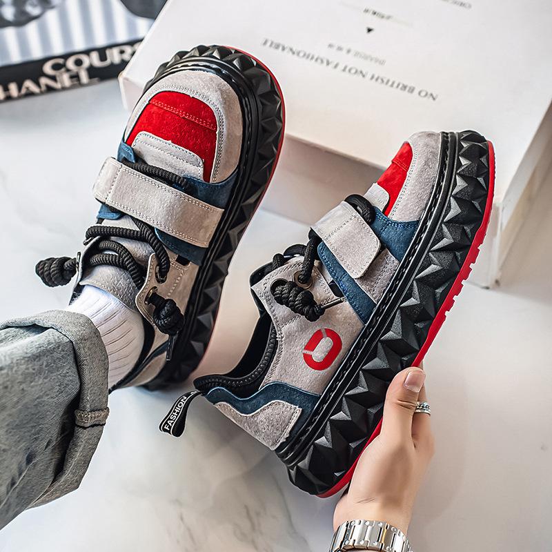 Men's Sports Shoes Fashion Designer Tire Sole Running Shoes Teenagers Thick-soled Low-top Casual Super Fiber Trendy Sneaker