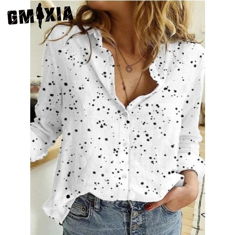 

GMXIA Женские модные повседневные блузки и рубашки-поло с длинным рукавом XXXXXL