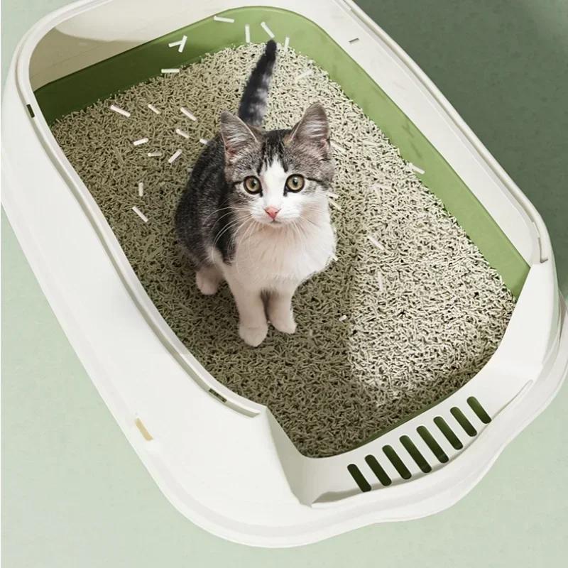 Large Capacity Cat Bedpans Fully Enclosed Cat Litter Box Anti-Spill & Sand-Leakage Pet Toilet Plastic Cat Sandbox Sanitary Tray