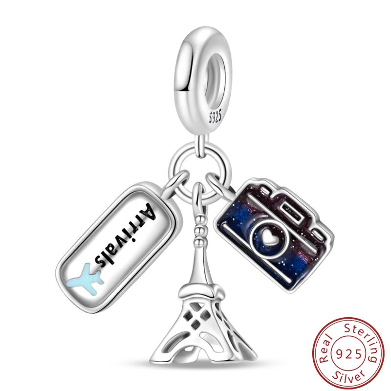 Love Traveling Copper Backpack Suitcase Luggage Camera Airplane Charms 3Mm Diy Fine Jewelry Making