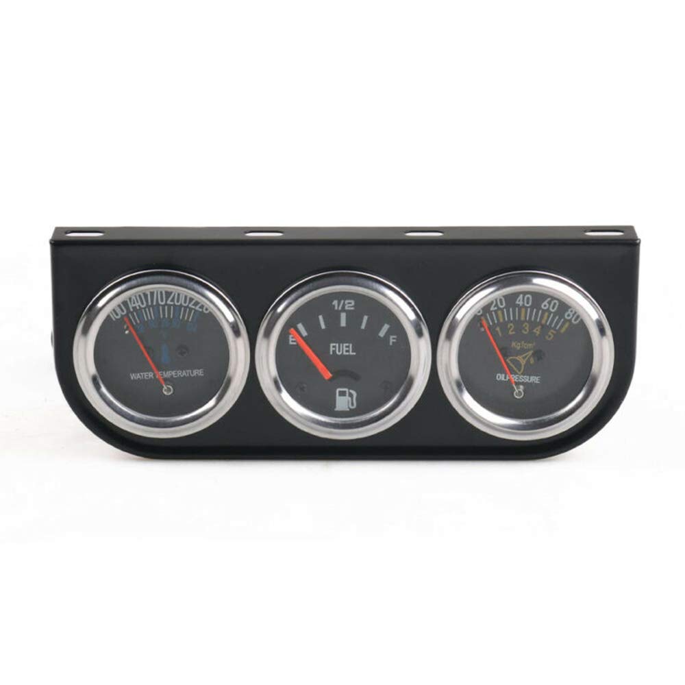 

Tbest 3 in 1 Car Triple Gauge Kit, 2 Inch 52mm Oil Pressure, Water Temp, Fuel Level Gauge Meter Replacement for Cars