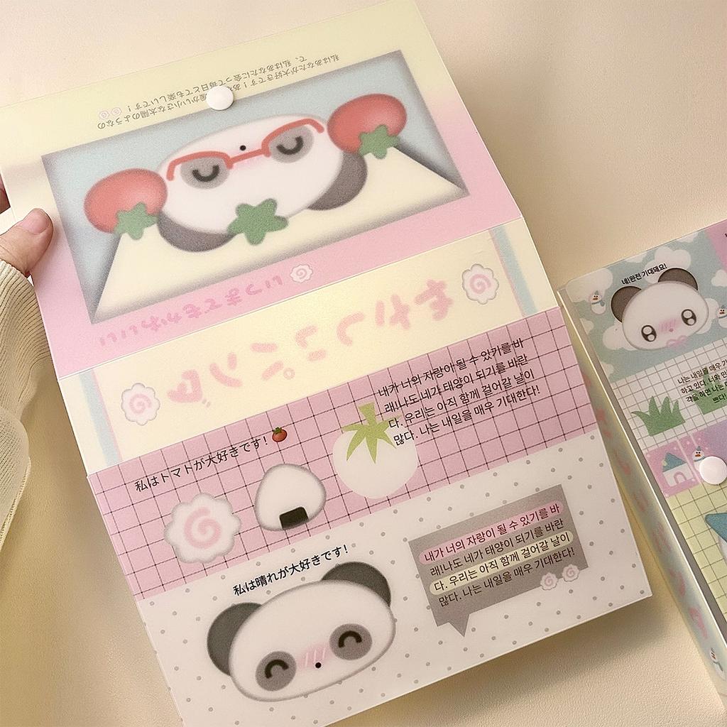 Kawaii Panda Theme A6 Stitched Storage Album Folder Cute Sticker Storage 40 Pages for Scrapbooking Material Storage