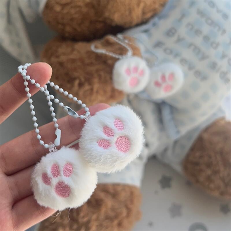 3Pcs Cute Cartoon Hairy Cat Claw Ball Decoration Pendant Keychain Kawaii Ornament Stuffed Doll Backpack Pendant Accessories Gift