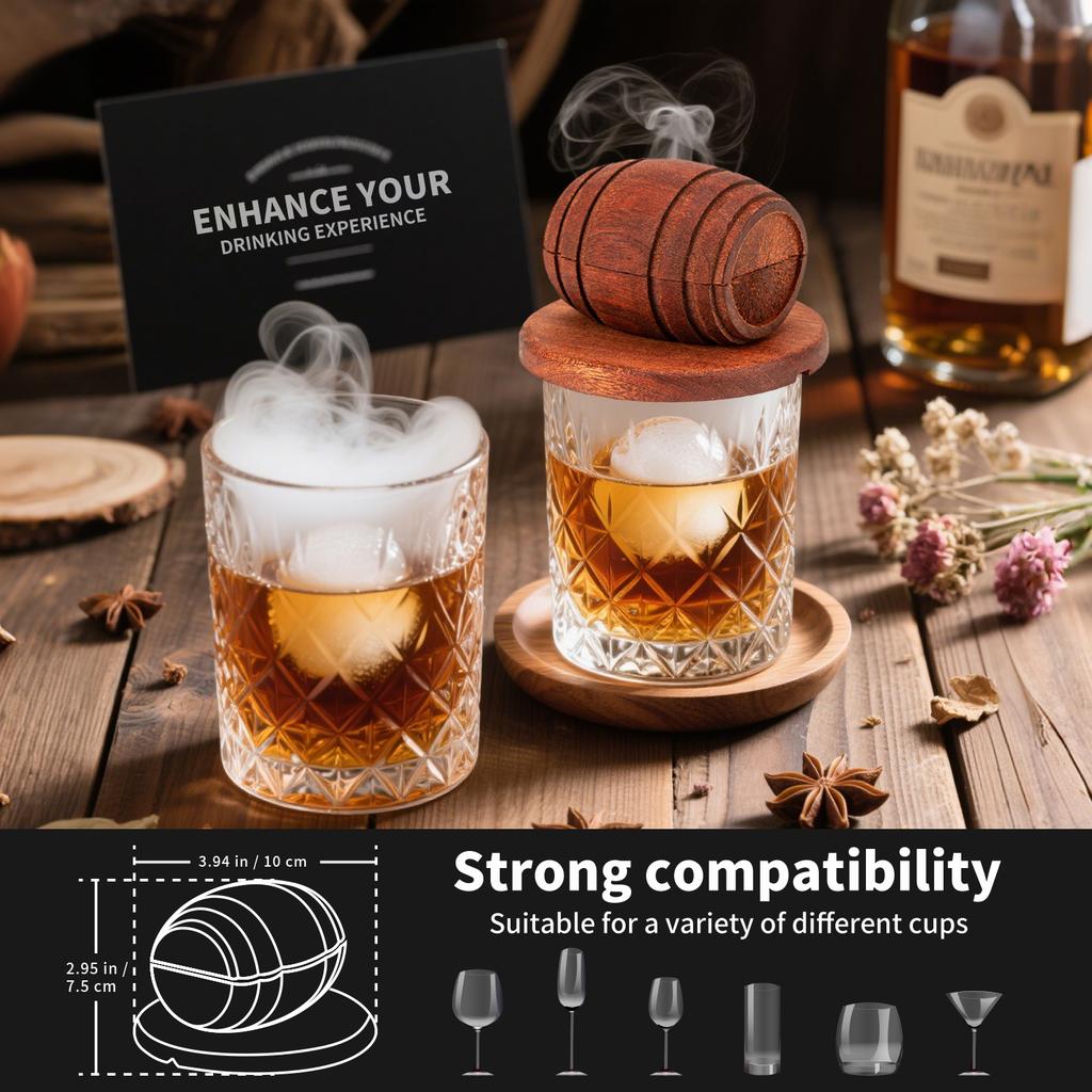 Kit Ahumador de Cócteles con Soplete, Cuchara, Moldes para Hielo en Cubos, Kit de Bebida Old Fashioned con Ahumador de Whiskey Bourbon, Regalos para Hombres