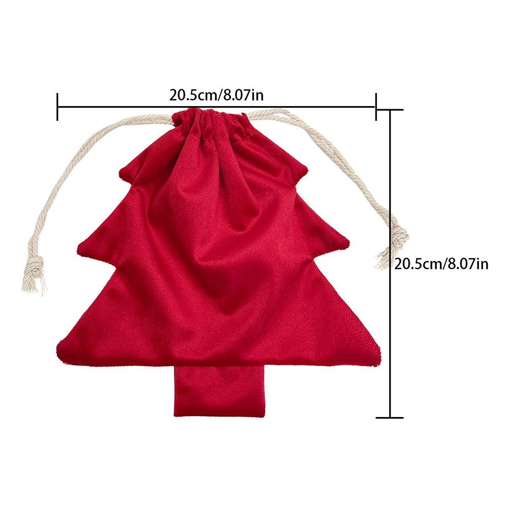 Drawstring Christmas Tree Gift Bags Red Green White Bell Ornament Christmas Drawstring Bag Hanging Decoration Pom Pom Decoration