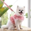 Set Ham și Lesă pentru Cățel Roz Dantelă Florală Ham Tip Vestă pentru Câine Mic Drăguț Plasă Moale Anti-Evadare Ham Tip Vestă pentru Animal de Companie Câine Pisică