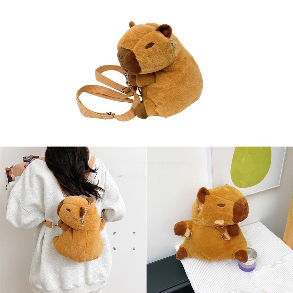 Capybara Plush Water Animal Backpack With Zipper Closure For Casual Daily Use