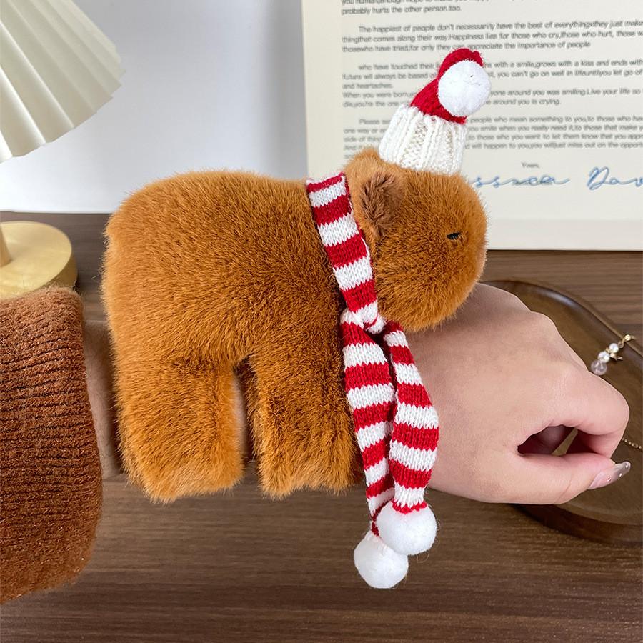 Capybara Cozy Christmas Plush Toy Wristband With Short Plush Design For Gifting