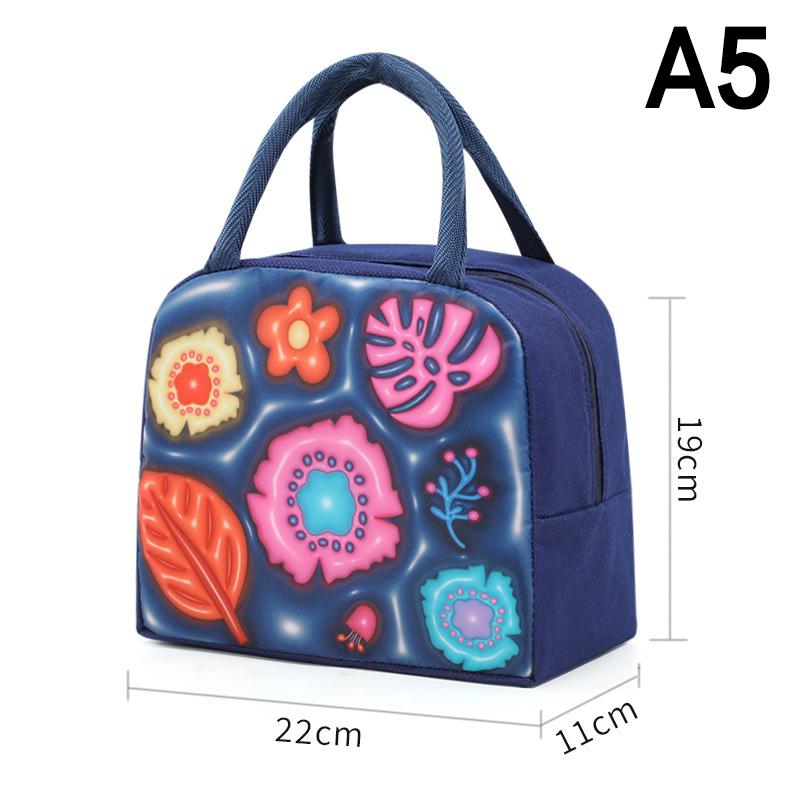 HUA 3D Cartoon Children's Lunch Bag Thermal Insulation Aluminum Foil Waterproof Oxford Cloth Bento Bag Portable Picnic Tote Bag