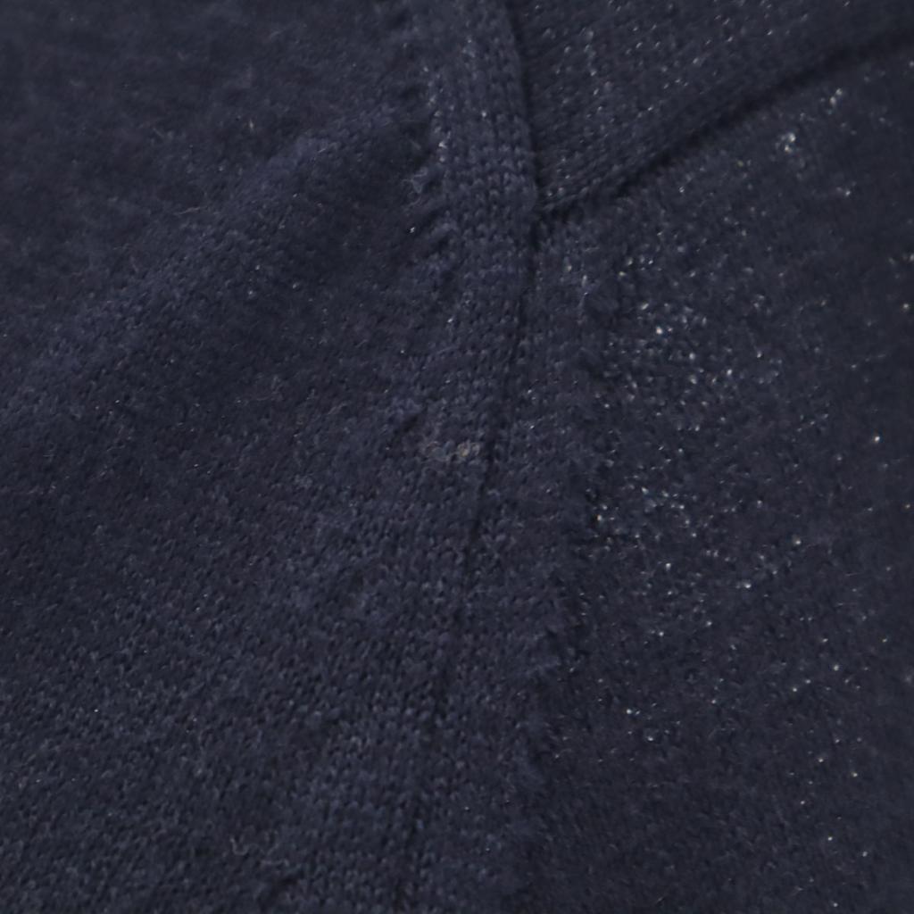 JOHN SMEDLEY Britische Wolle Langarm V-Ausschnitt Pullover L Marineblau Gestrickt Damen Gebraucht