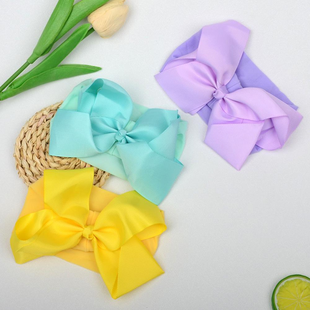 European 6-Inch Elastic Baby & Parent-Child Headband - Solid Color Bow Nylon Hair Accessory