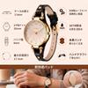 BUREI Ladies' Analog Quartz Waterproof Slim Leather Band Watch Large Dial Simple Stylish Lightweight Women Gift Gold Black Leather