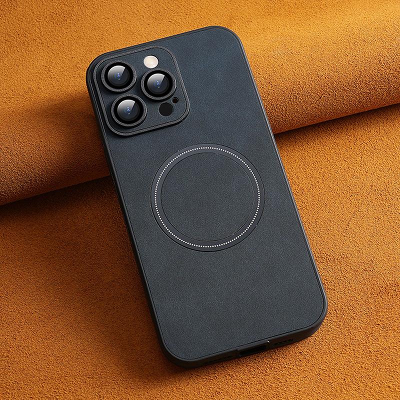 The Suede Leather Pattern of The Apple 15promax Phone Case Is Suitable for The IPhone14 Full Cover 13 Anti-drop 12/11 Leather Case