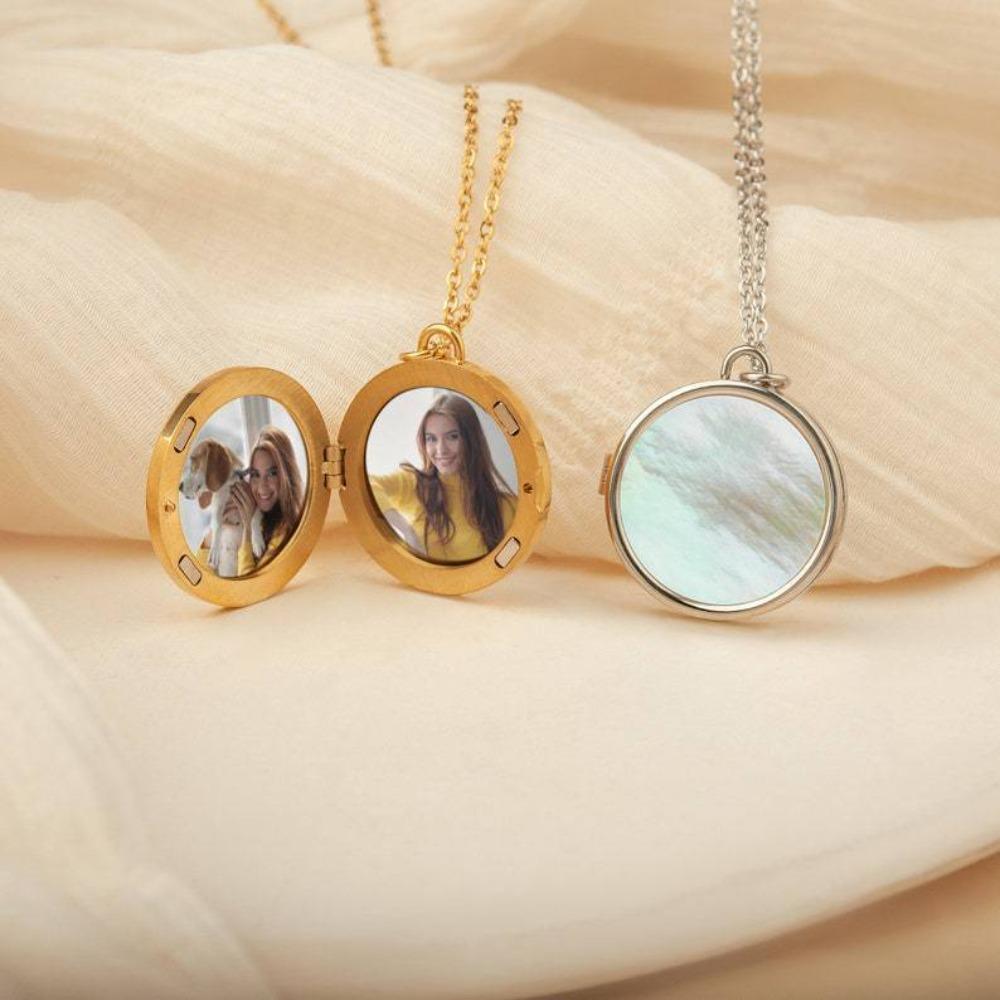DIY Photo Hold Necklace Stainless Steel Memorial Jewelry Shell Album Necklace  Ladies Girl