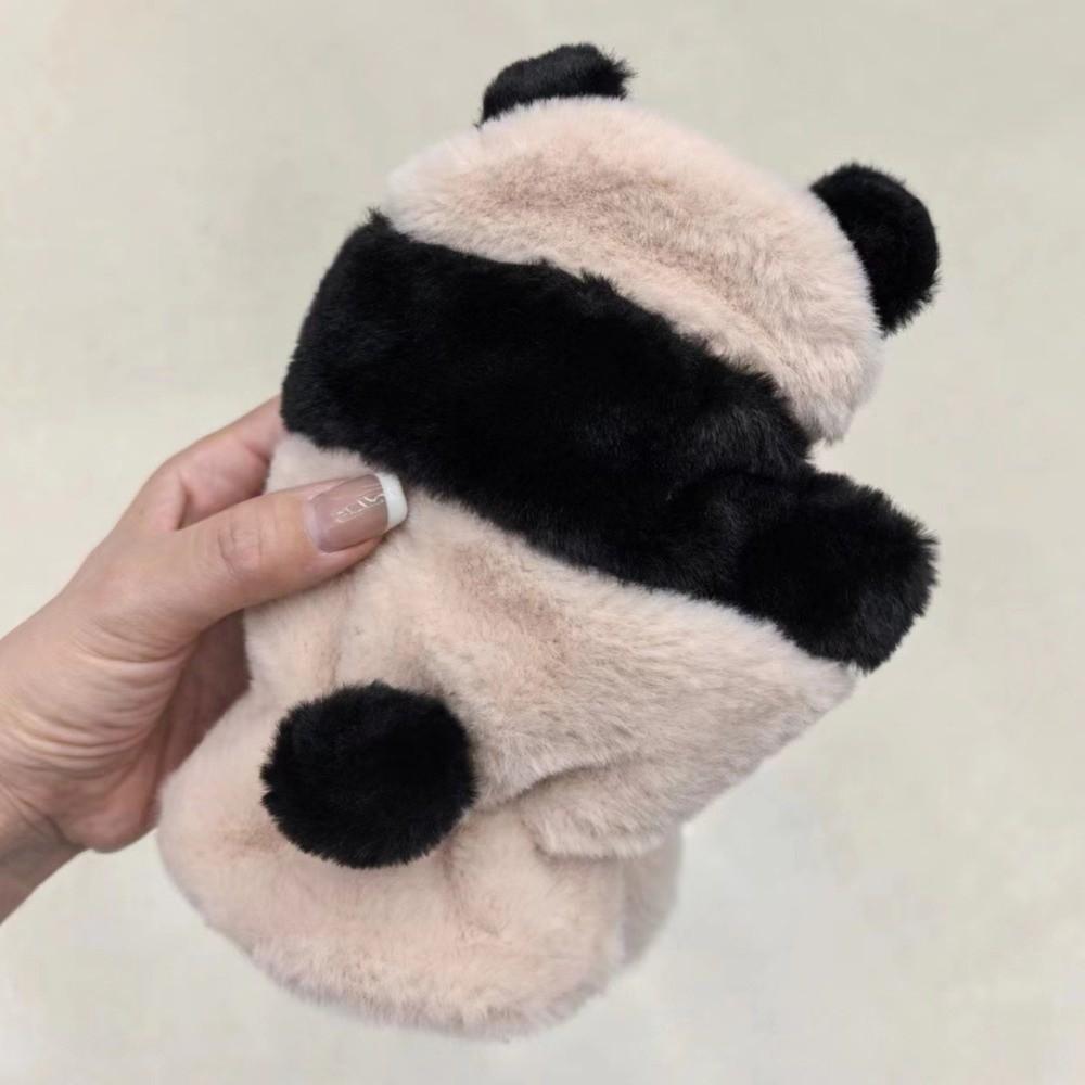 Mignons Gants Demi-Doigts Panda Dessin Animé Moufles en Peluche Nouveaux Gants Chauds Femmes
