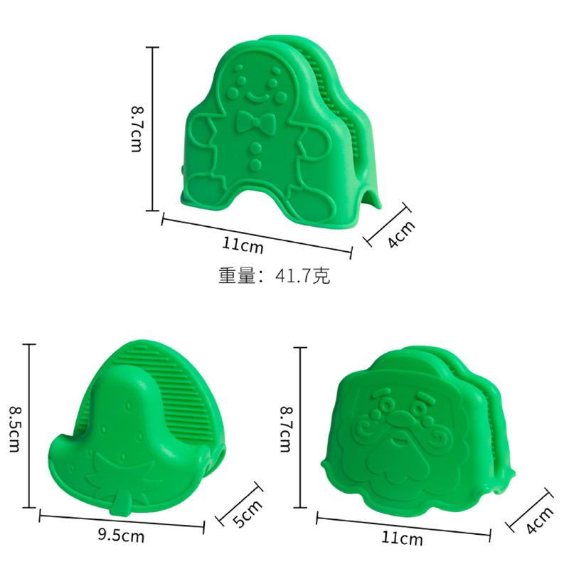 Christmas New Silicone Anti-scalding and Non-slip Gloves, Oven Microwave Oven Hand Clips, Kitchen Baking Silicone Heat Insulation Clips