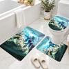 3Pcs Flannel Toilet Mat Set Genshin Impact Bathroom Rug Non Slip Bath Carpet Home Decor
