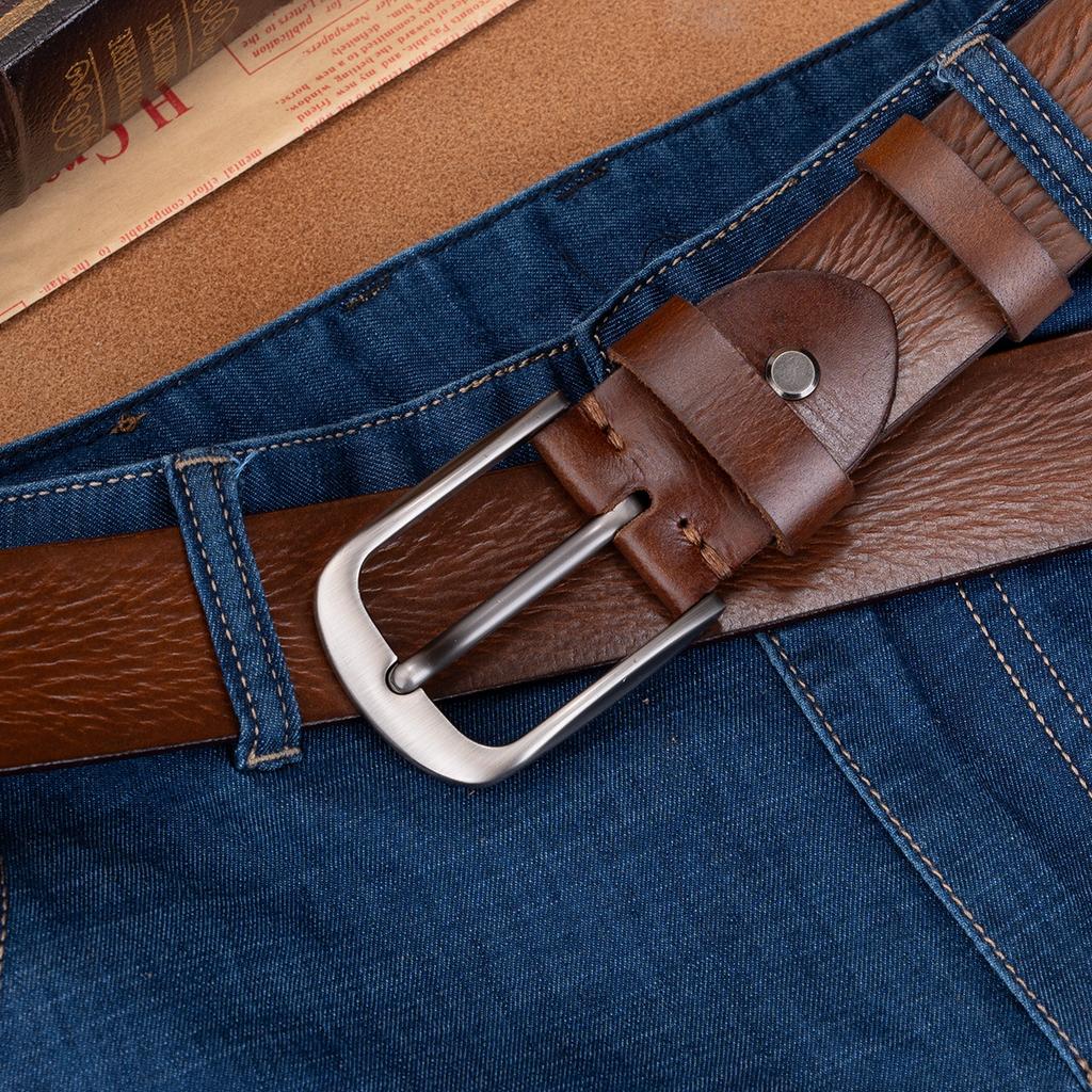 Belt First Layer Cowhide Genuine Leather Versatile Tree Paste Leather Pin Buckle Retro Belt Middle-Aged And Young Men'S Belt