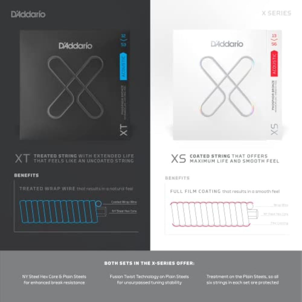 D'Addario Daddario Acoustic Guitar Strings XT Coated Strings Phosphor Bronze Medium .013-.056 XTA...