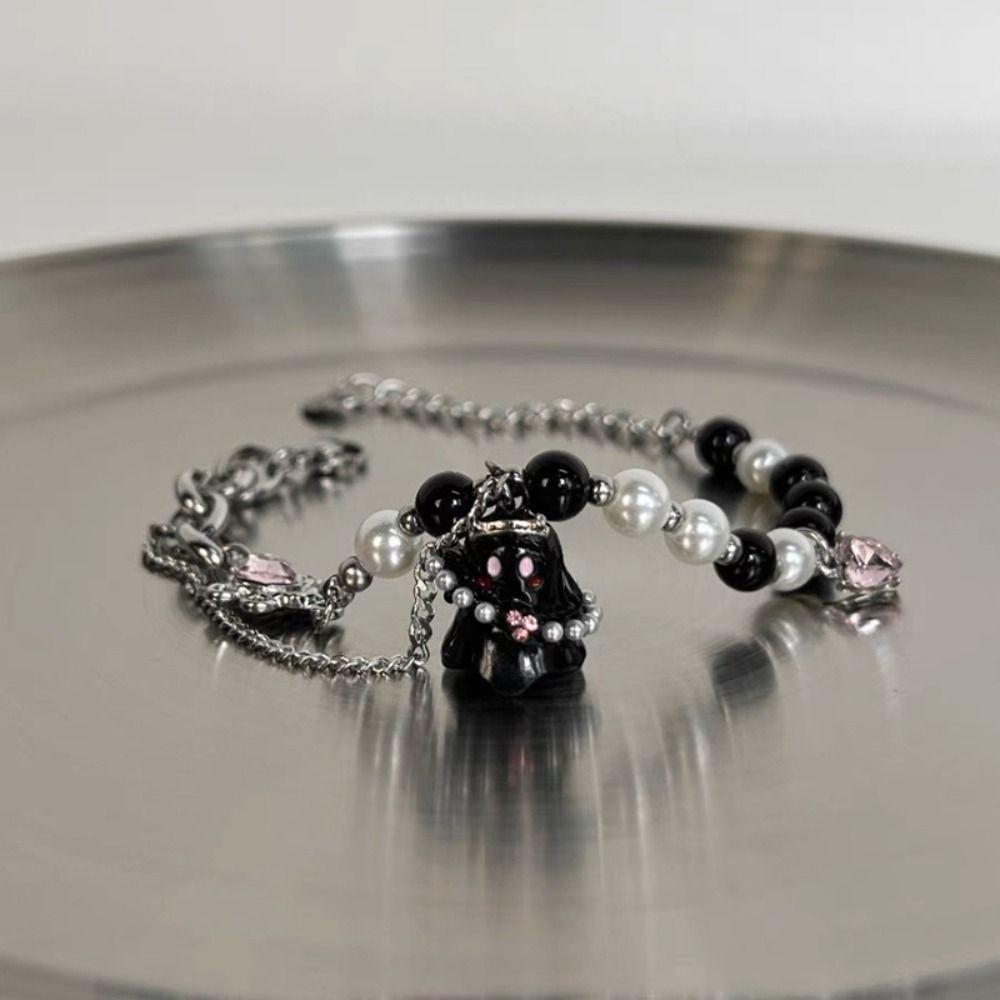 2PCS Pearl Beaded Halloween Couple Bracelets Funny Ghost Pendant Bracelet  Jewelry Gifts
