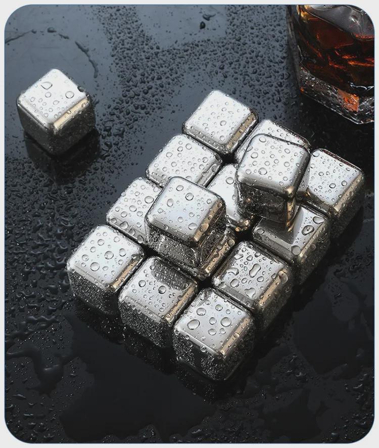 Stainless Steel Ice Cube Gift Set for Whiskey, Wine, and Beer