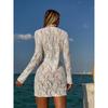 Sexy Long Sleeve Mesh Dress 3 Piece Bikinis Sets Women White Push Up High Waist Swimsuit Bathing Suit Holiday Swimwear