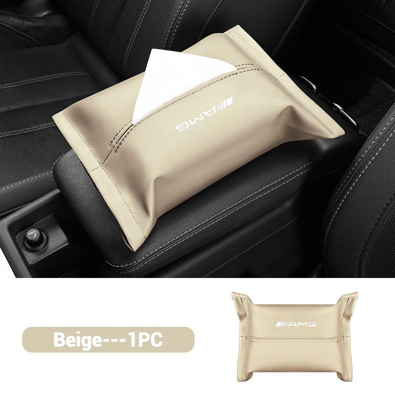 WVQ5 Car Tissue box Interior Leather Paper Tissue Storage Box Accessory For Mercedes Benz AMG W204 W205 W203 W211 W212 W213 W169 W220