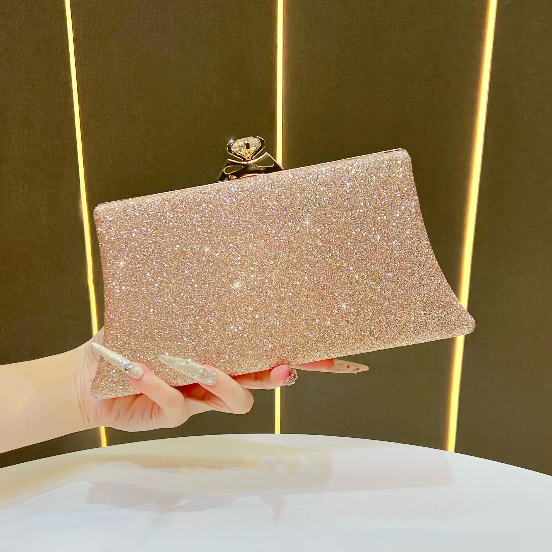

Wedding Birthday Banquet Dress Evening Bag Rhinestone Shiny Clutch Dinner Bag Trendy Snap Closure Handbag