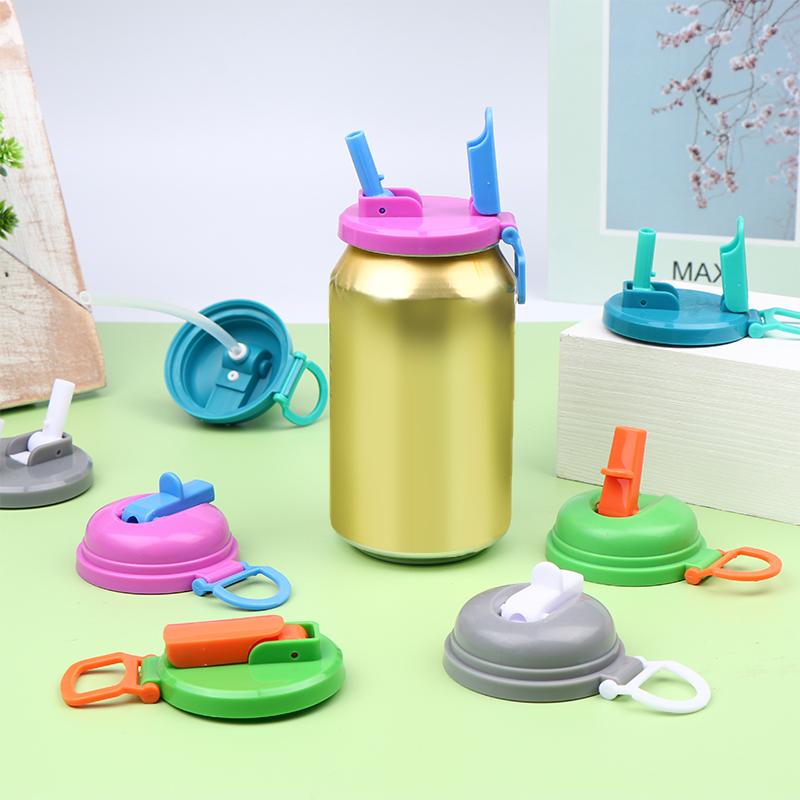 Soda Can Cover With Straw Creative Sealed Plastic Straw Beverage Can Cover Cup Suitable For Canned Beverage Reusable Tank Cover