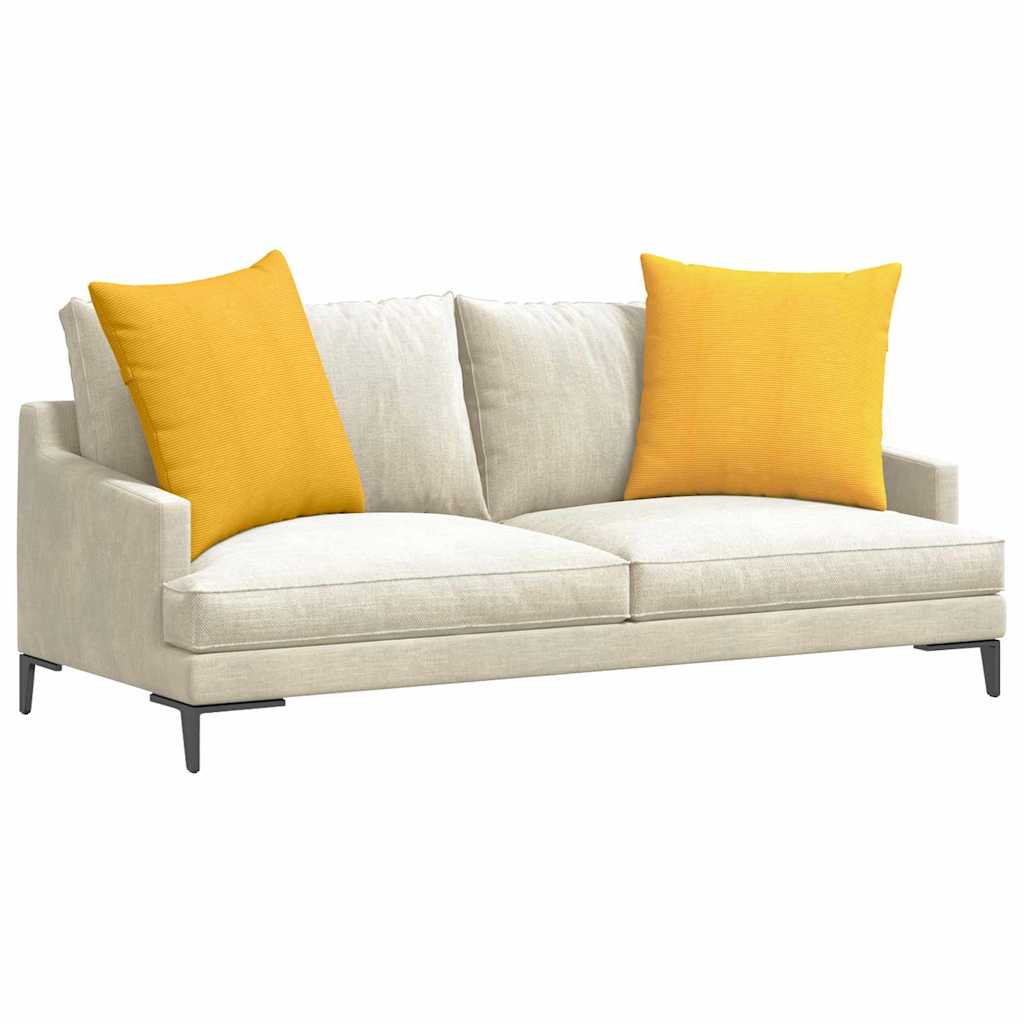 Sofa Cushions 2 Pieces Light Yellow 60 x 60 cm Cord Fabric