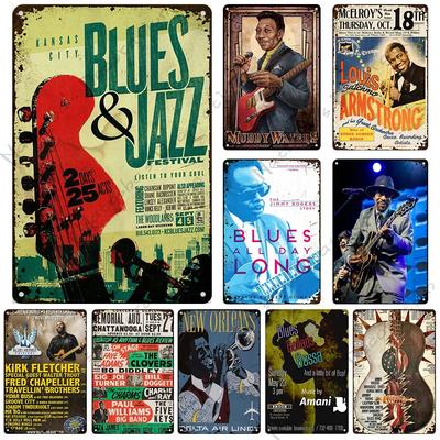 Classic Blues Metal Tin Sign Music Metal Poster Garage Cafe Wall Decor Old Fashion Metal Plaque Vintage Poster Wall Plate